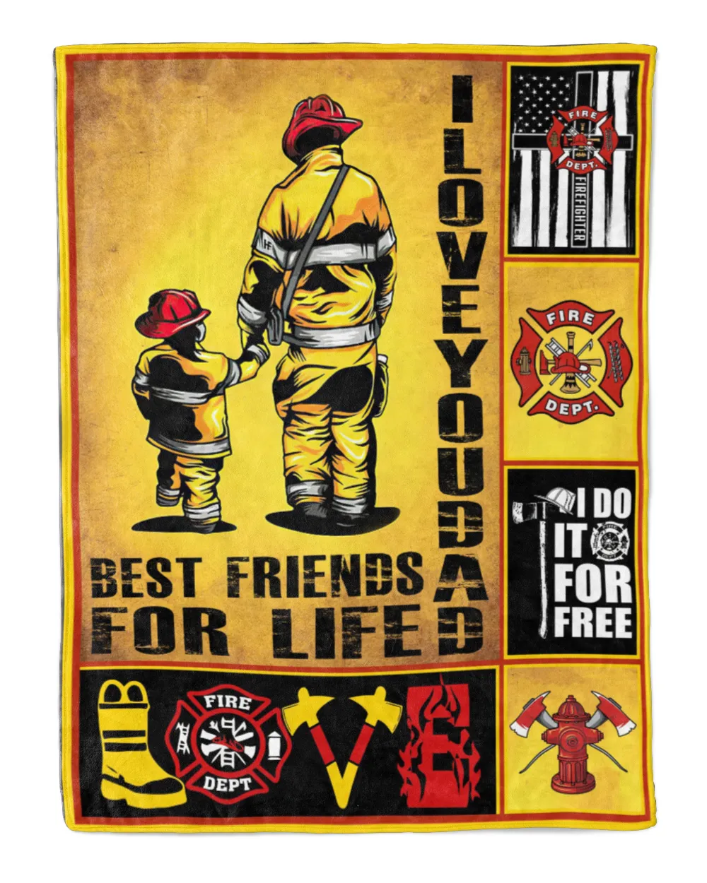 Father's Day Gifts, To My Firefighter Dad Papa Pop Daddy Quilt Fleece Blanket
