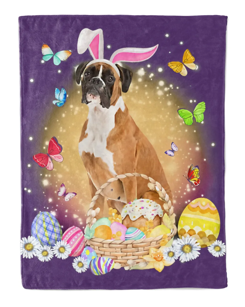 Funny Easter Bunny Boxer Dog Bunny Ear Egg Basket T-Shirt