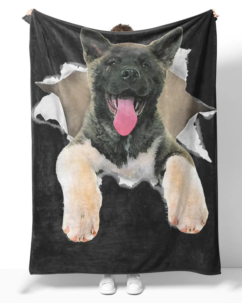 Akita Torn Dog Inside Hole Dog Mid Torn, Funny dog T-Shirt