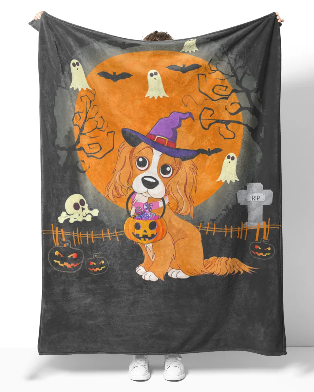 Cavalier King Charles Spaniel Dog Witch Halloween shirt