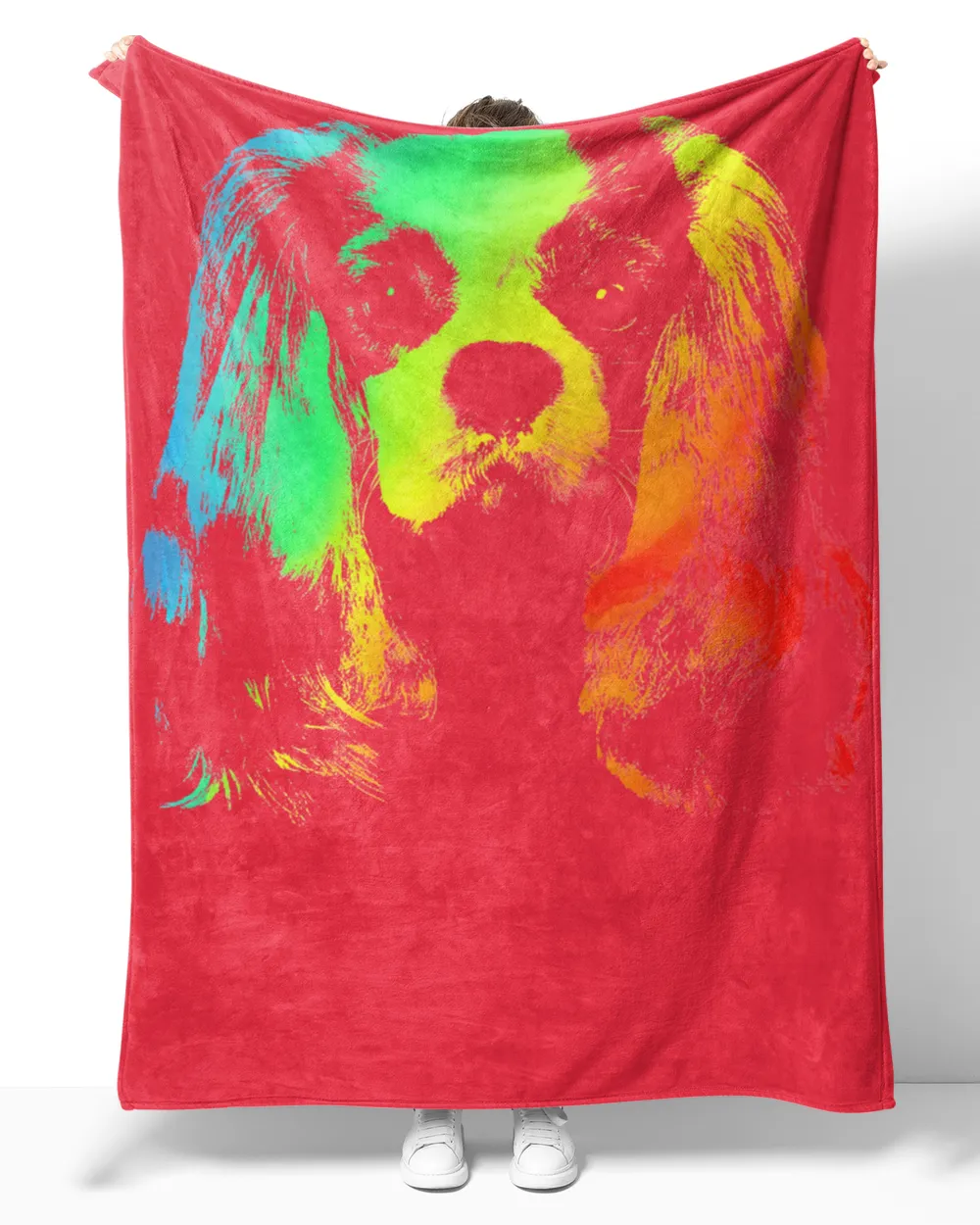 CAVALIER KING CHARLES SPANIEL Colorful Rainbow Retro T-Shirt