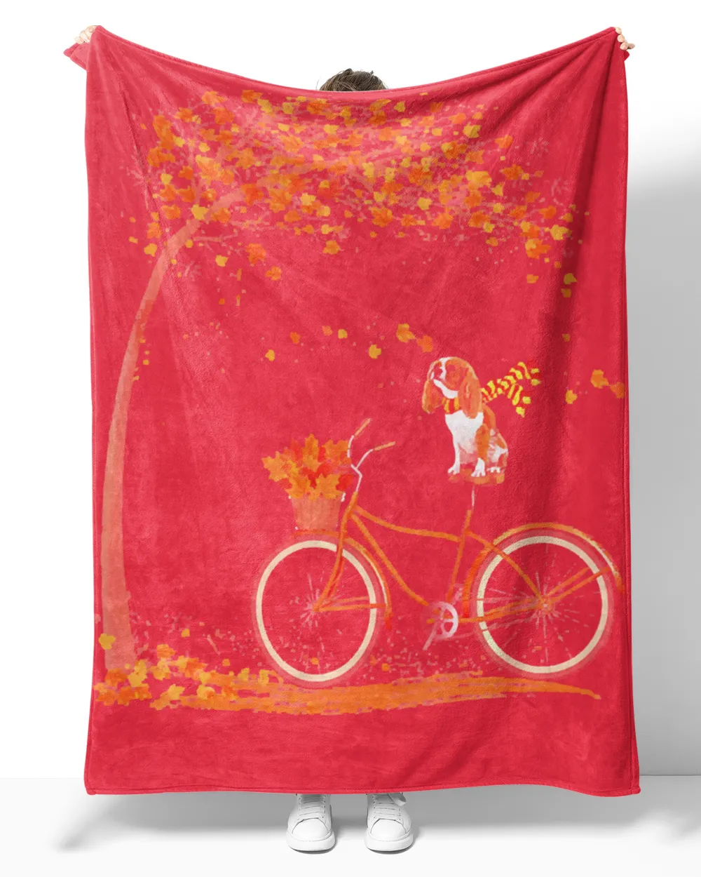 Cavalier King Charles Spaniel dog in fall dog riding bicycle T-Shirt