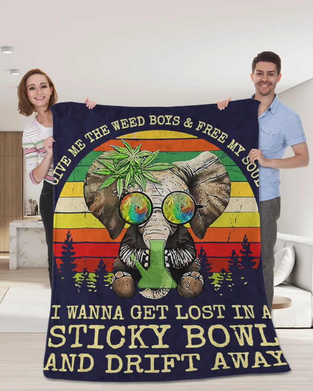 Mom Retro Elephant Smoking Weed Marijuana Cannabis Stoner T-Shirt