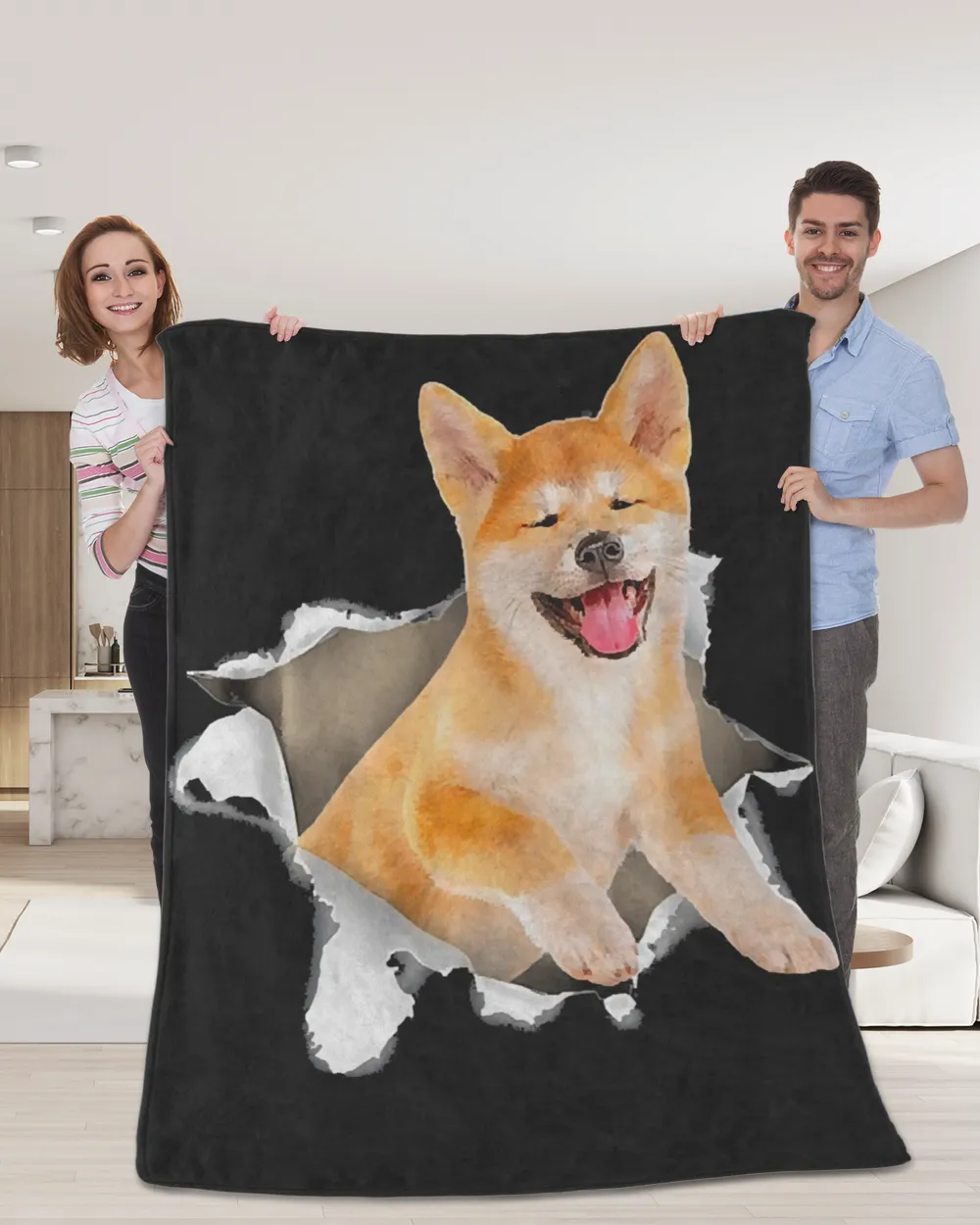 Akita Torn Dog Inside Hole Dog Mid Torn, Funny dog T-Shirt 1