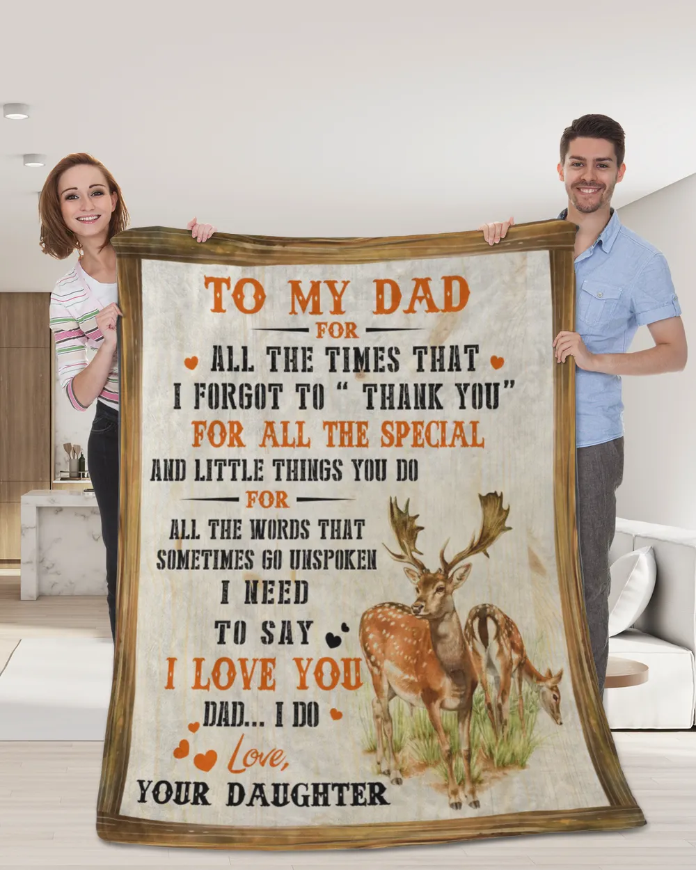 Father's Day Gifts, To My Hunting Dad Papa Pop Daddy Quilt Fleece Blanket