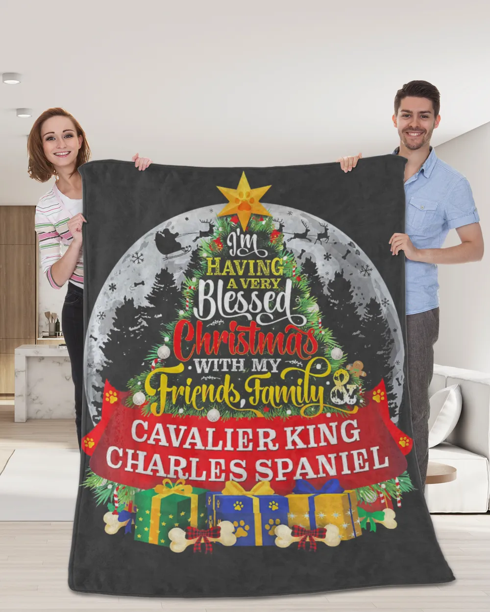 Cavalier King Charles Spaniel Festive Christmas Tree Gift T-Shirt