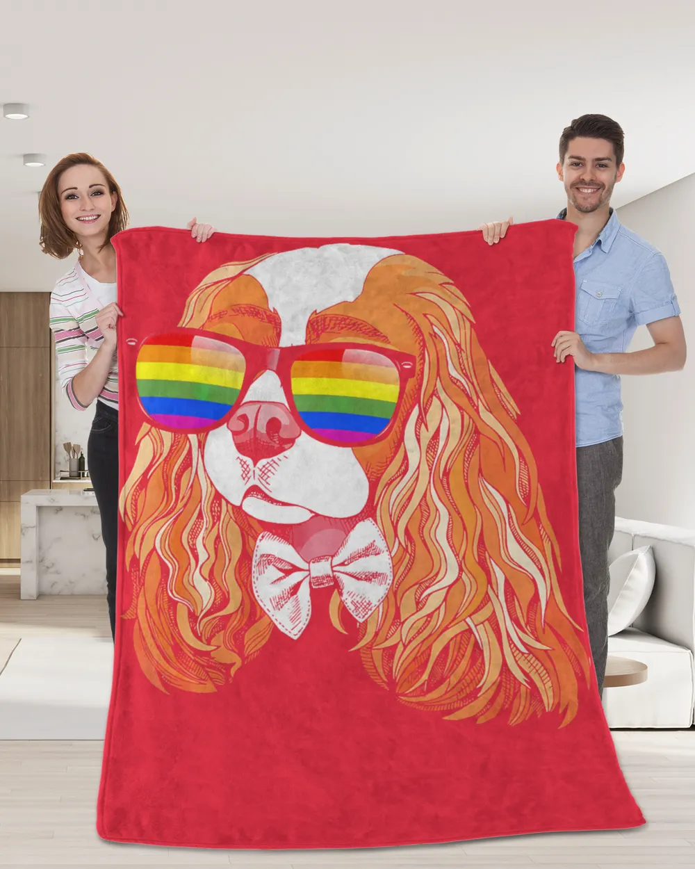 Cavalier King Charles Spaniel Face Gay Pride LGBT Tshirt