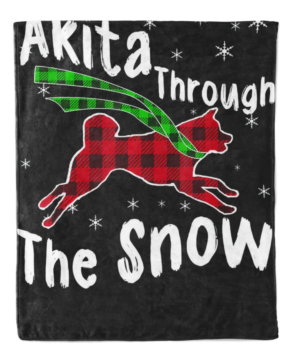 Akita Through The Snow Tee Plaid Snowflakes Lover Gifts T-Shirt