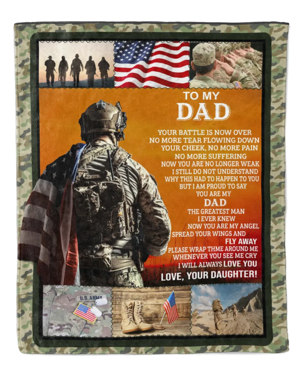 Veteran Father's Day Gifts, To My Dad Quilt Fleece Blanket