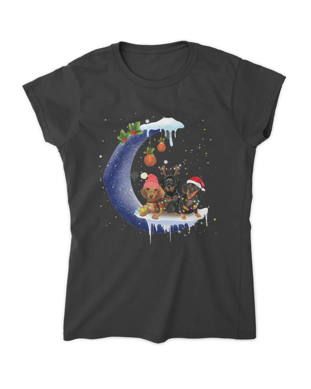 Dachshund Dog Blue Moon Christmas Santa Hat Dog Lover