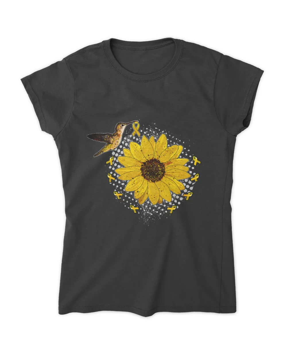 Mens Hopeful Hummingbird Yellow Ribbon Bone Cancer Support
