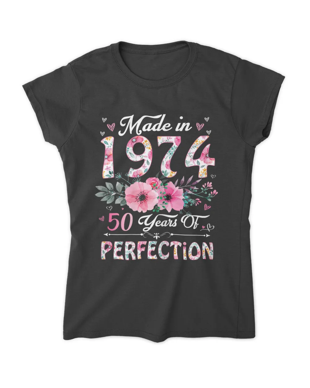 50 Year Old Made In 1974 Floral 50th Birthday Gifts Women T-Shirt