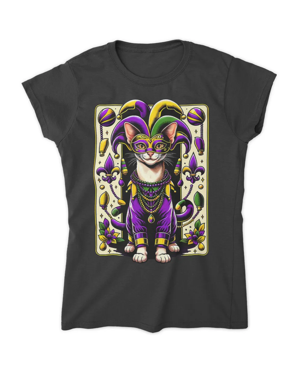 Mardi Gras Oriental Shorthair Cat Women's Standard T-Shirt black s