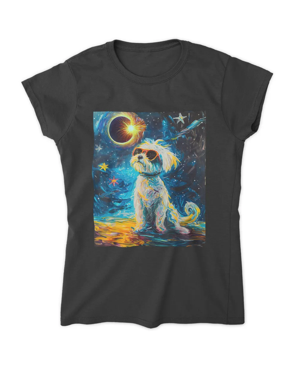 Total Solar Eclipse Maltese Dog T-Shirt