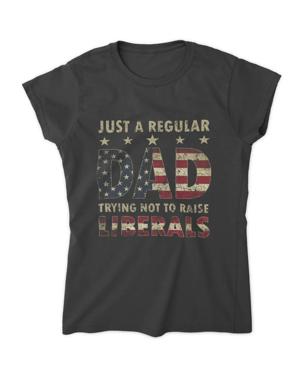 Just a Regular Dad Trying Not To Raise Liberals Fathers Day American Flag Vintage