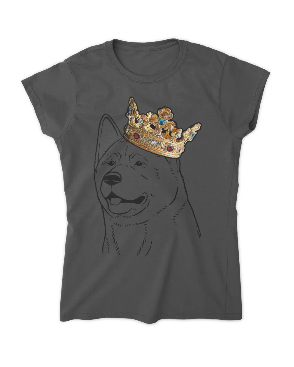 Akita Dog Wearing Crown T-Shirt