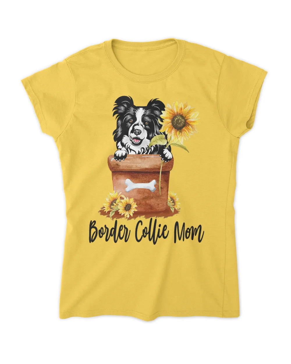 Womens Sunflower Border Collie Mom Dog Lover Gifts T-Shirt