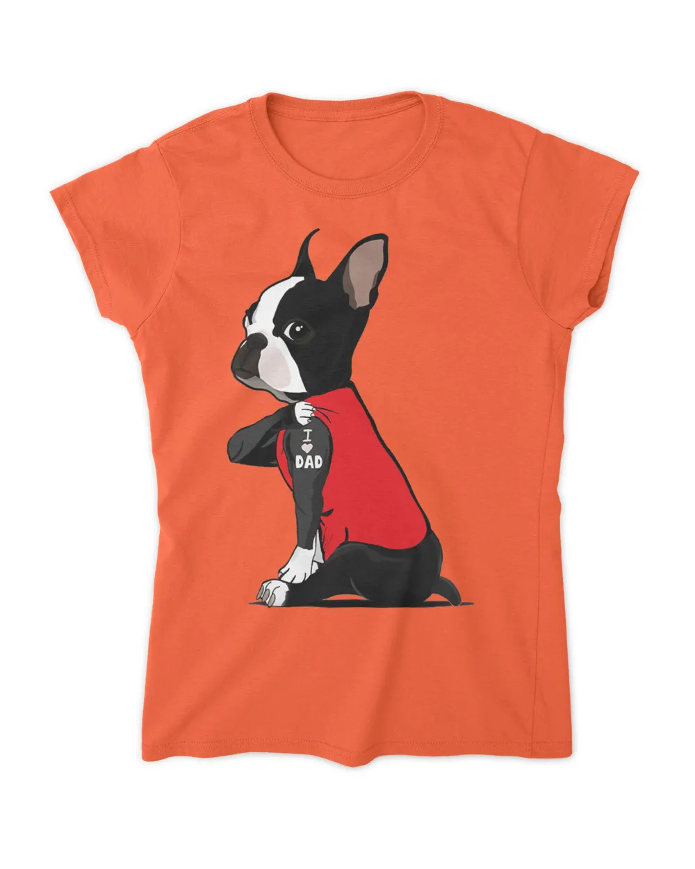Boston Terrier I Love Dad Tattoo Shirt Funny Boston Terrier T Shirt