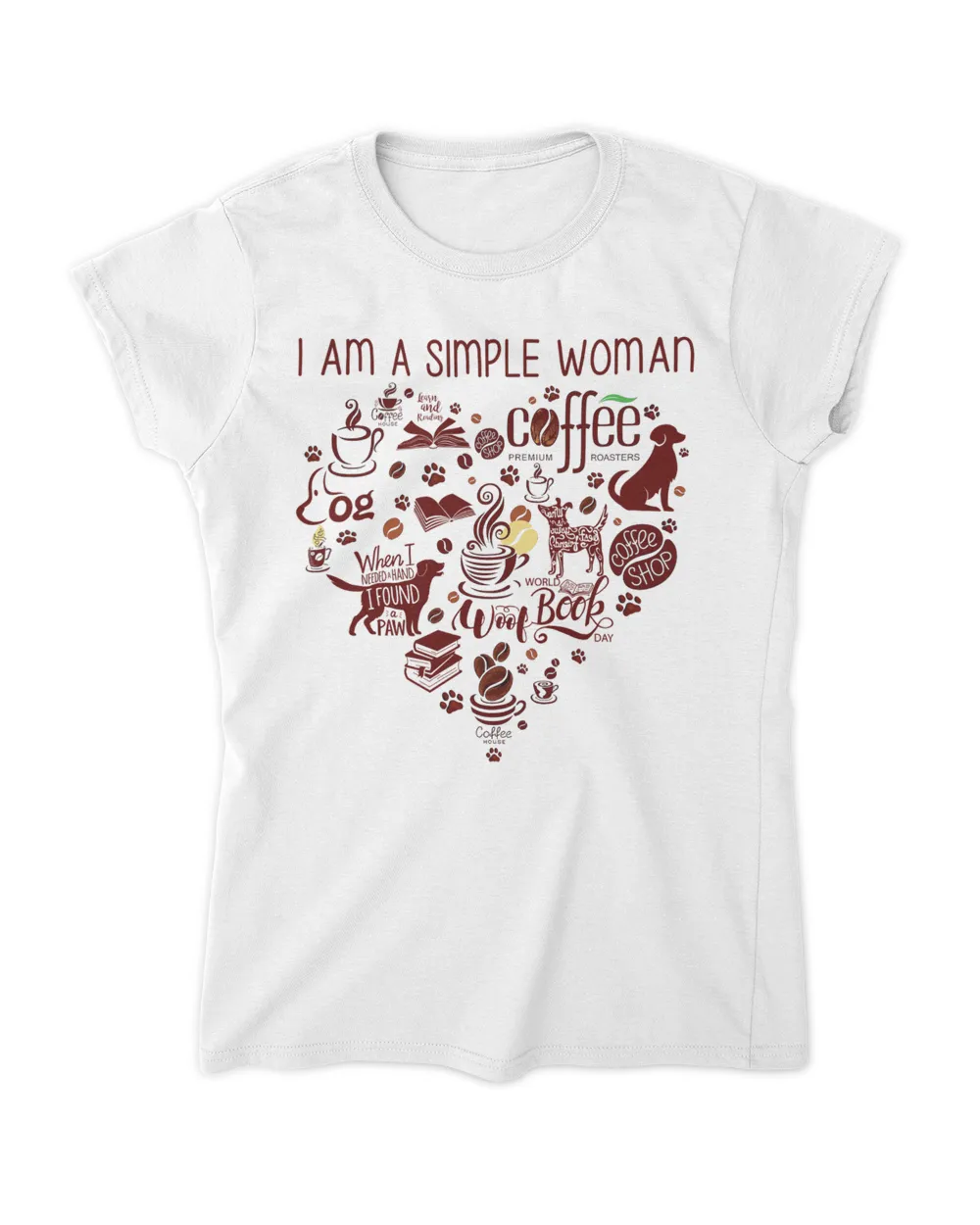 Dogs coffee Books heart I am simple woman