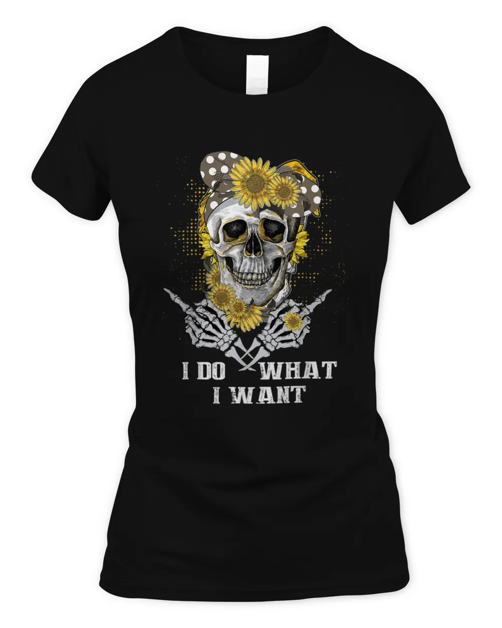 I Do What I Want Skull Sunflower Bandana Floral Flowers Gift