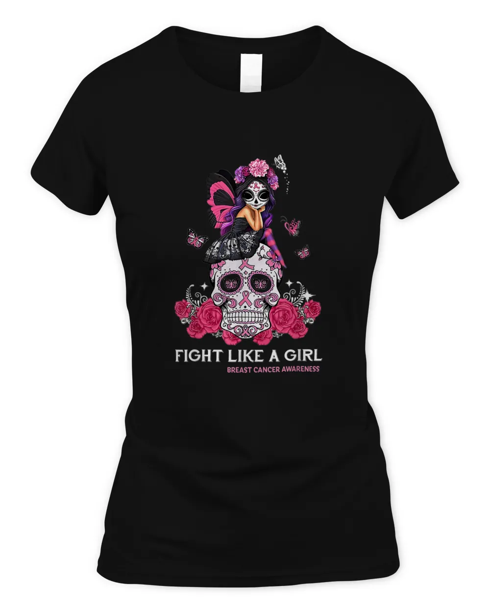 Sugar Skull Fight Breast Cancer Awareness Like A Girl