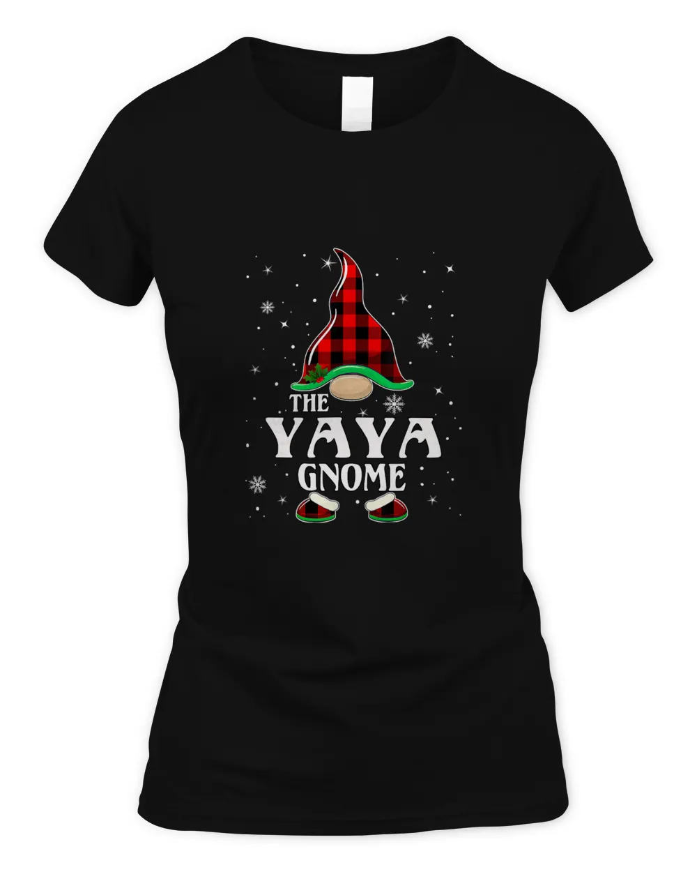 Yaya Gnome Buffalo Plaid Matching Family Christmas Pajama T-Shirt