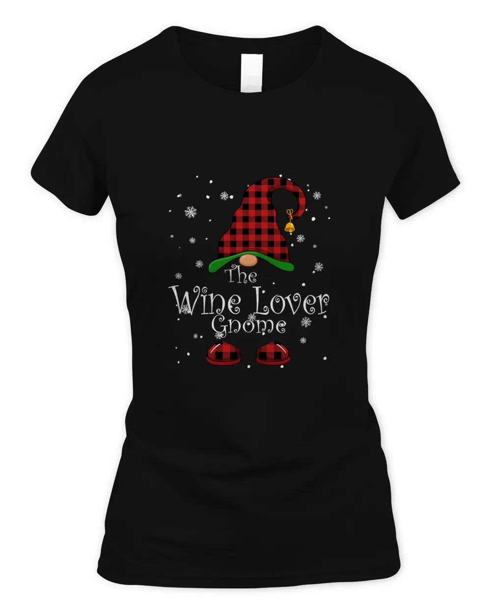Wine Lover Dad Gnome Buffalo Plaid Matching Family Christmas T-Shirt