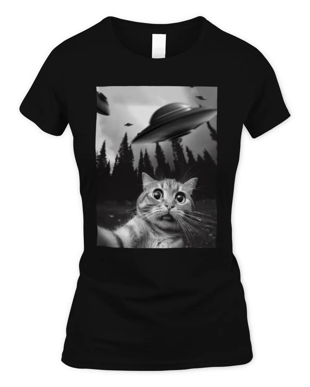 funny cat selfie ufo Women's Standard T-Shirt black s