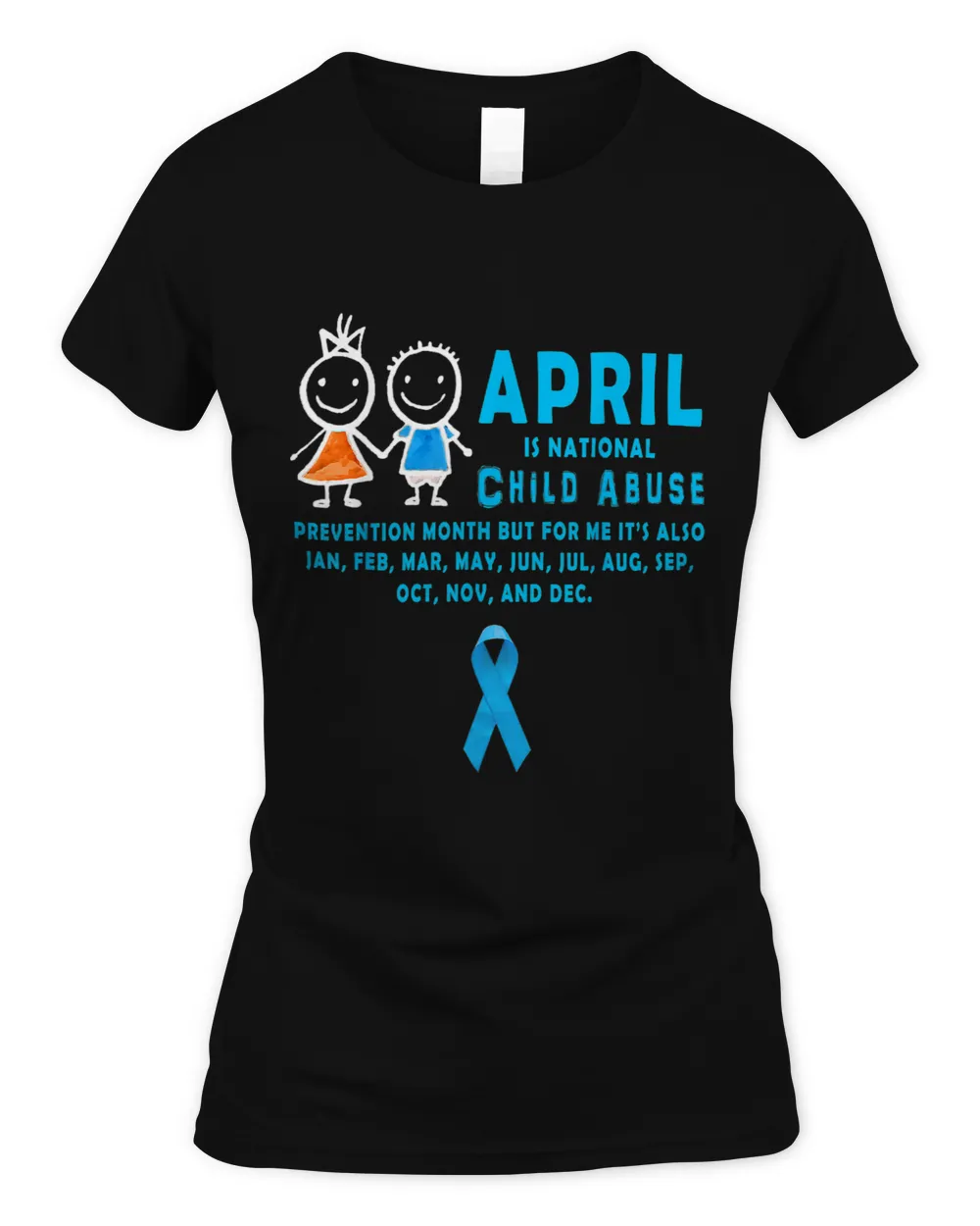 Stop Child Abuse Prevention Month Gift Blue Ribbon Women's Standard T-Shirt black s