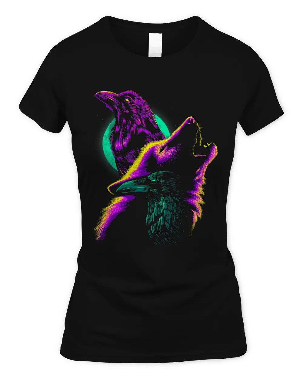 Crows and wolf howling under the moon Women's Standard T-Shirt black s