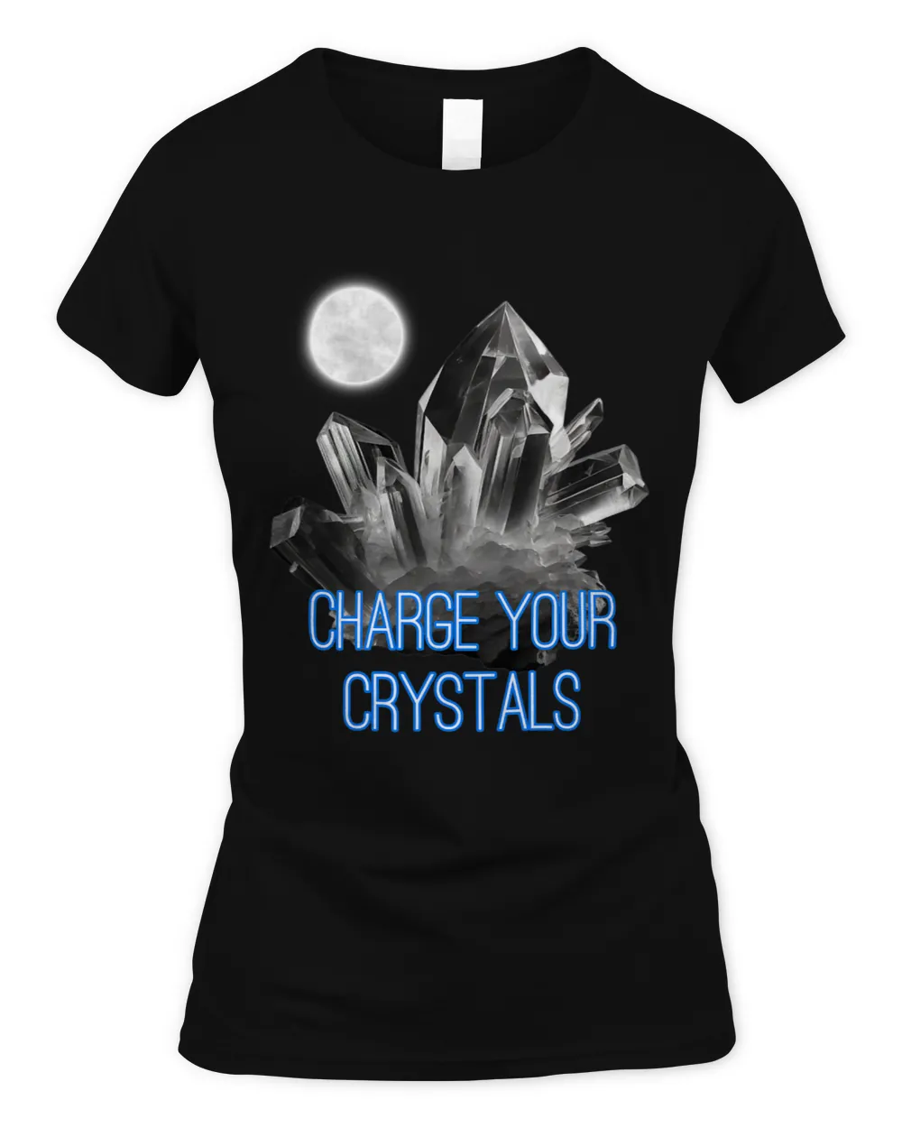 Gemstone Lovers Saying Charge Your Crystals Quartz Moon Art
