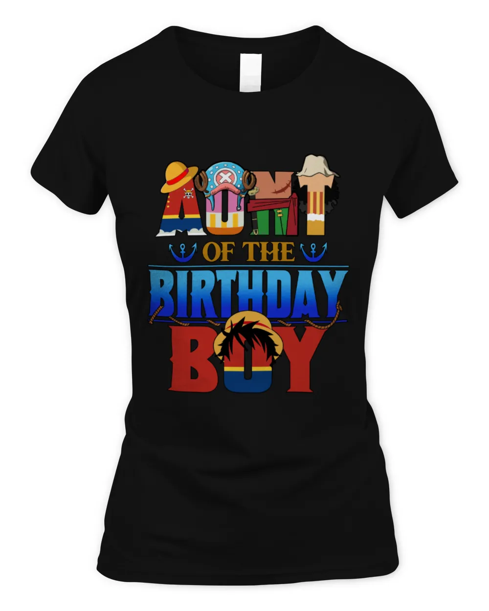 Aunt Of The One Piece Birthday Boy Women's Standard T-Shirt black s