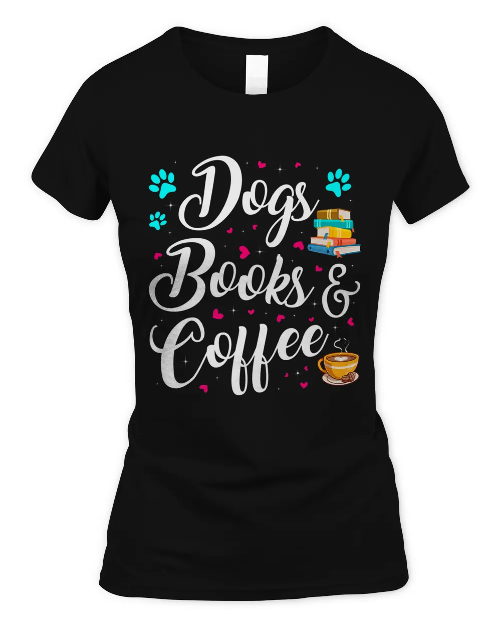 Dogs Books Coffee Funny Dog Lover Book Lover Readers Premium T-shirt