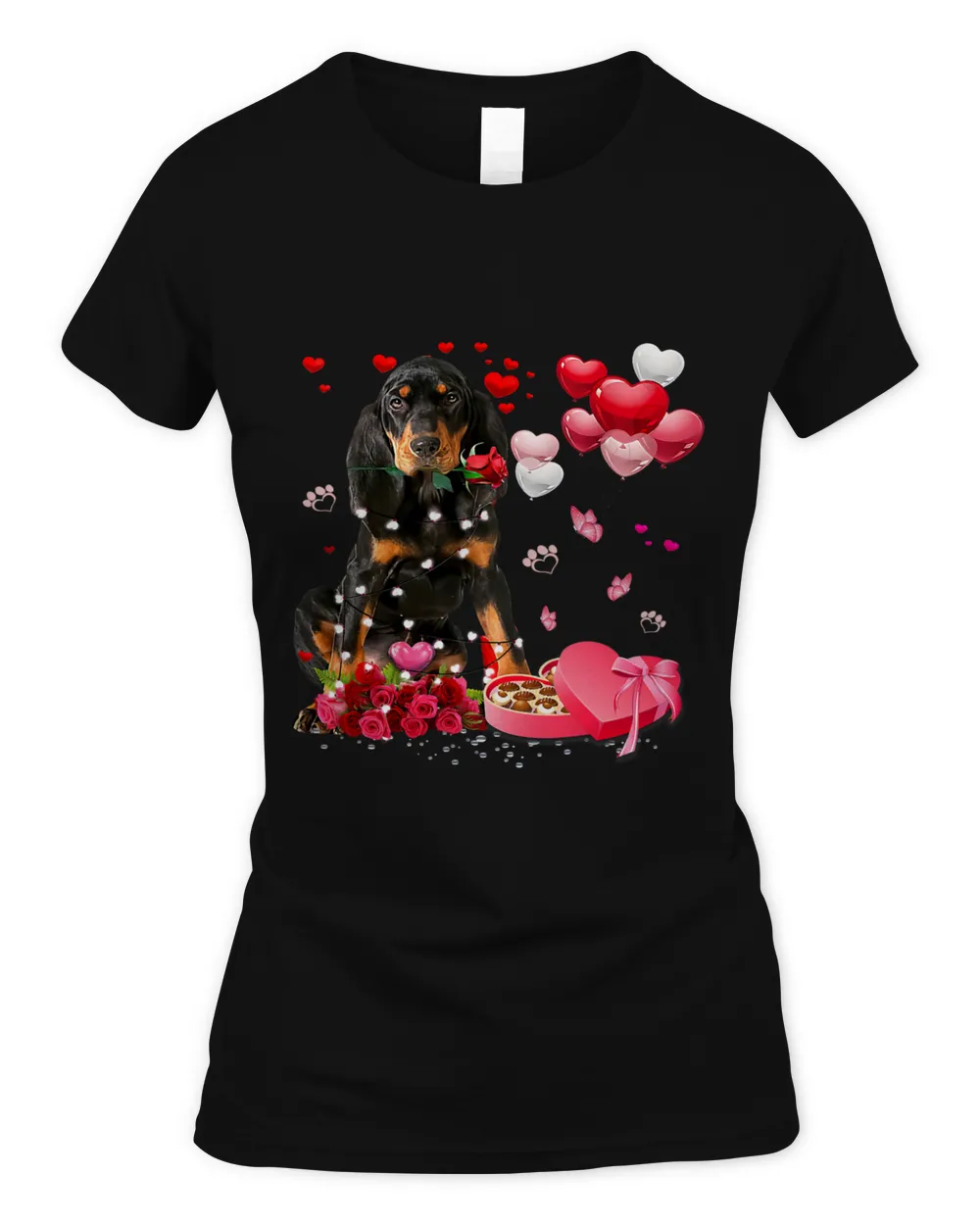 Funny Coonhound Rose Heart Happy Valentine Day Dog Mom