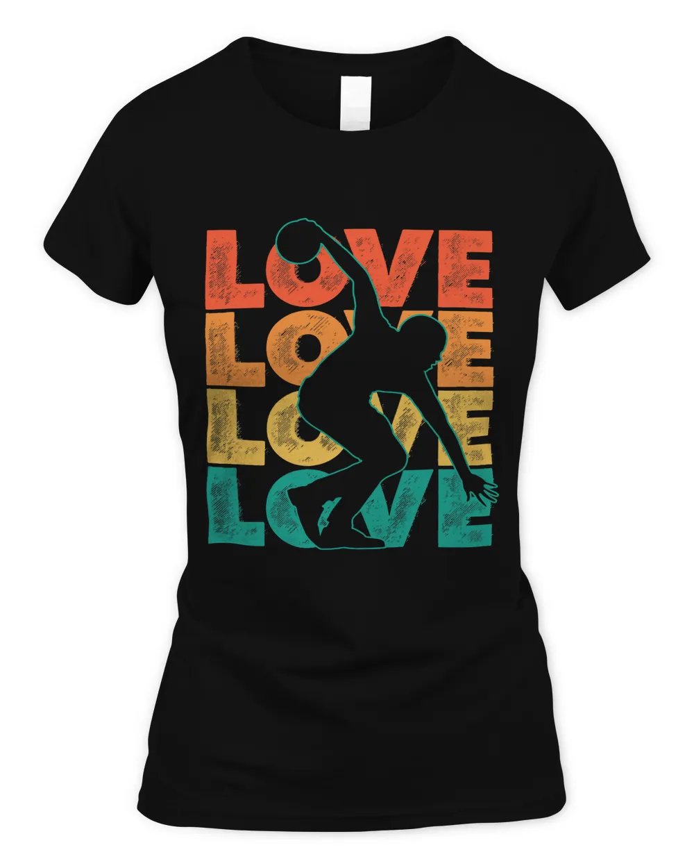 Retro Bowling Love Word Theme Graphic Design Bowler