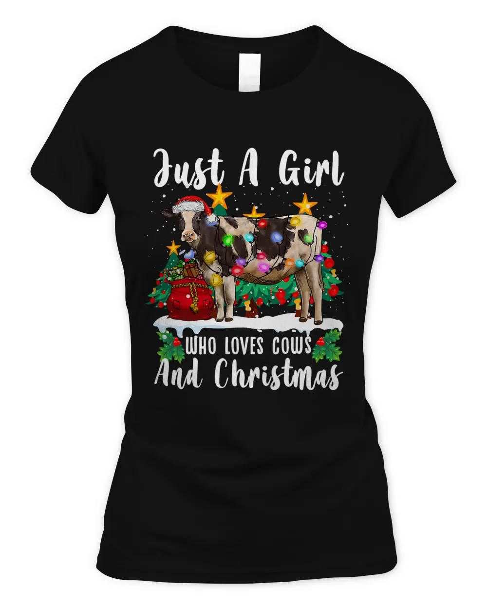 Just A Girl Who Loves Cows And Christmas Family Ugly Sweater 354