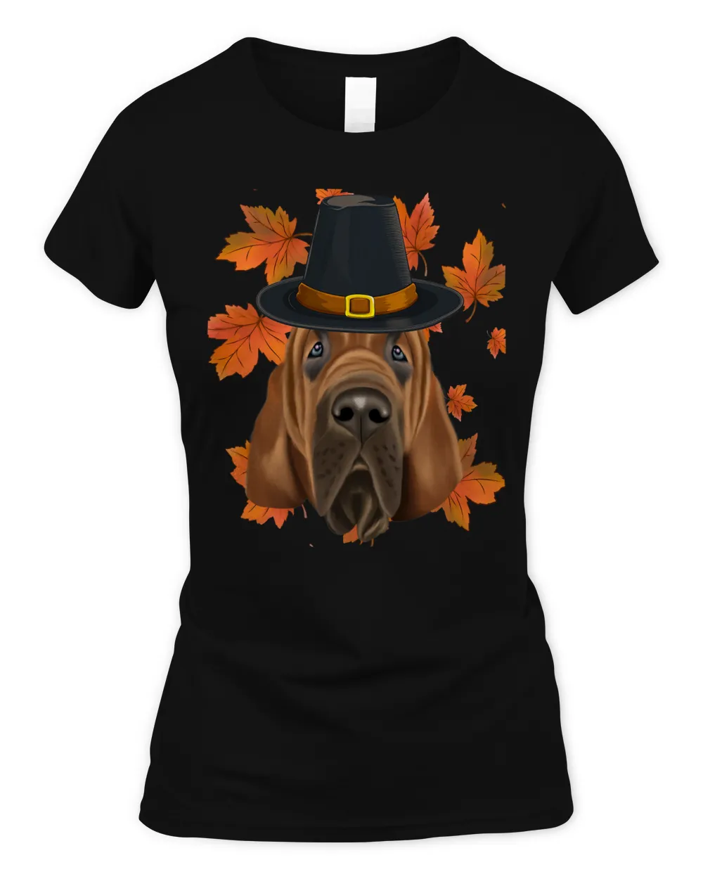 Fall Bloodhound Pilgrim Thanksgiving T-Shirt