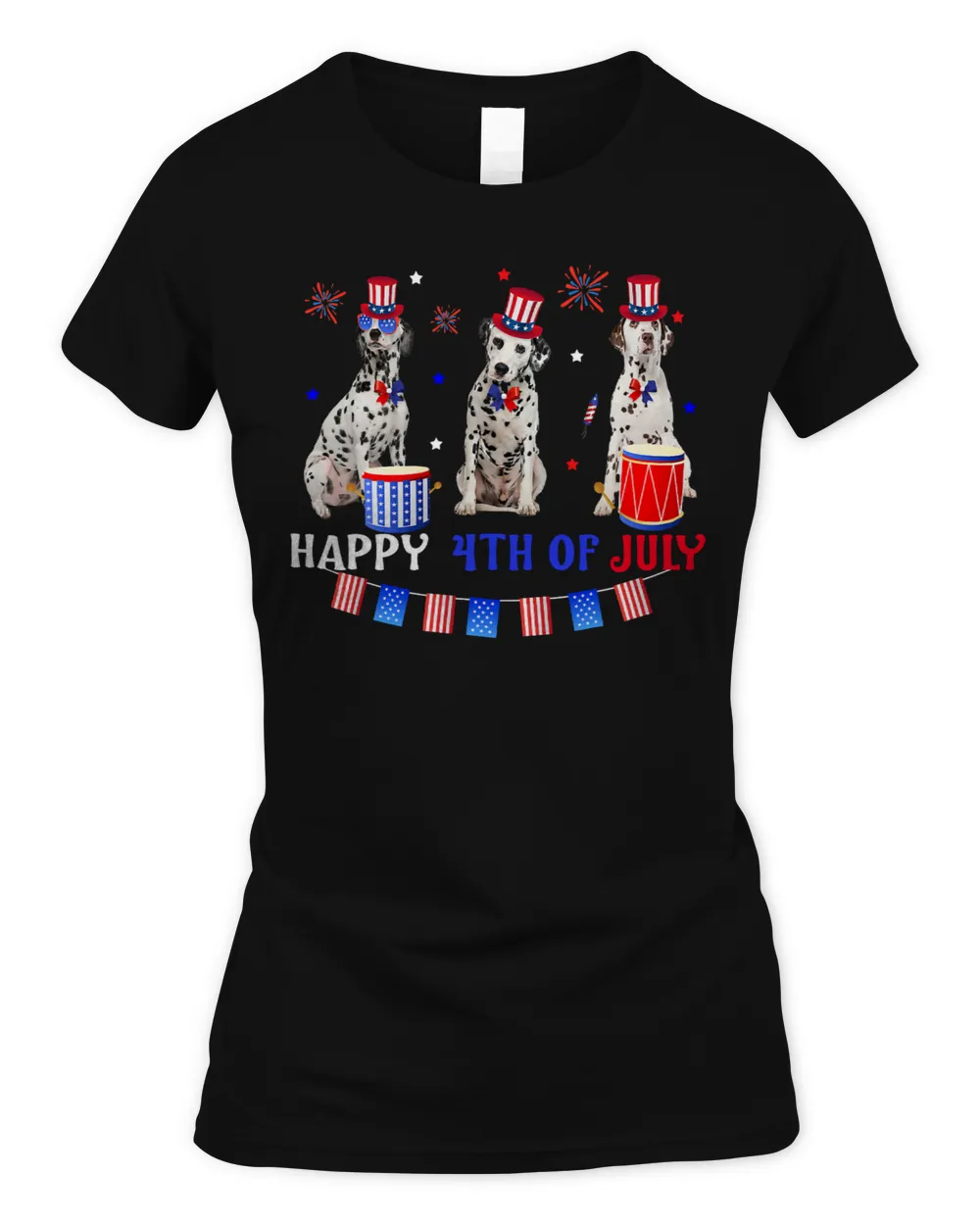 Dalmatian Three Dalmatian Happy 4th Of July American Flag Men Women 68 Dog Lover Dalmatians Dog