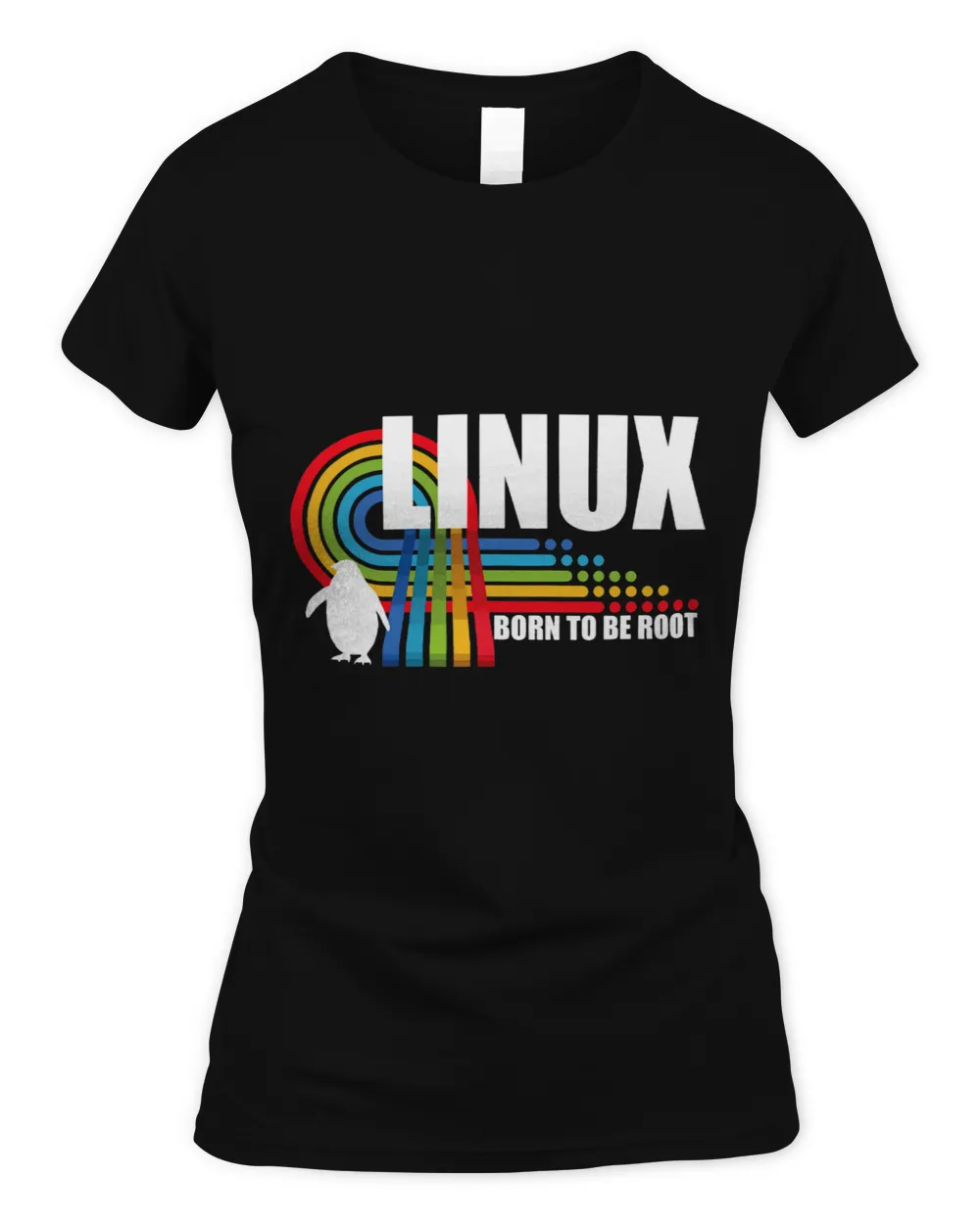 Linux Retro 70s Born To Be Root Nerds and Computer scientist Women's Standard T-Shirt black s