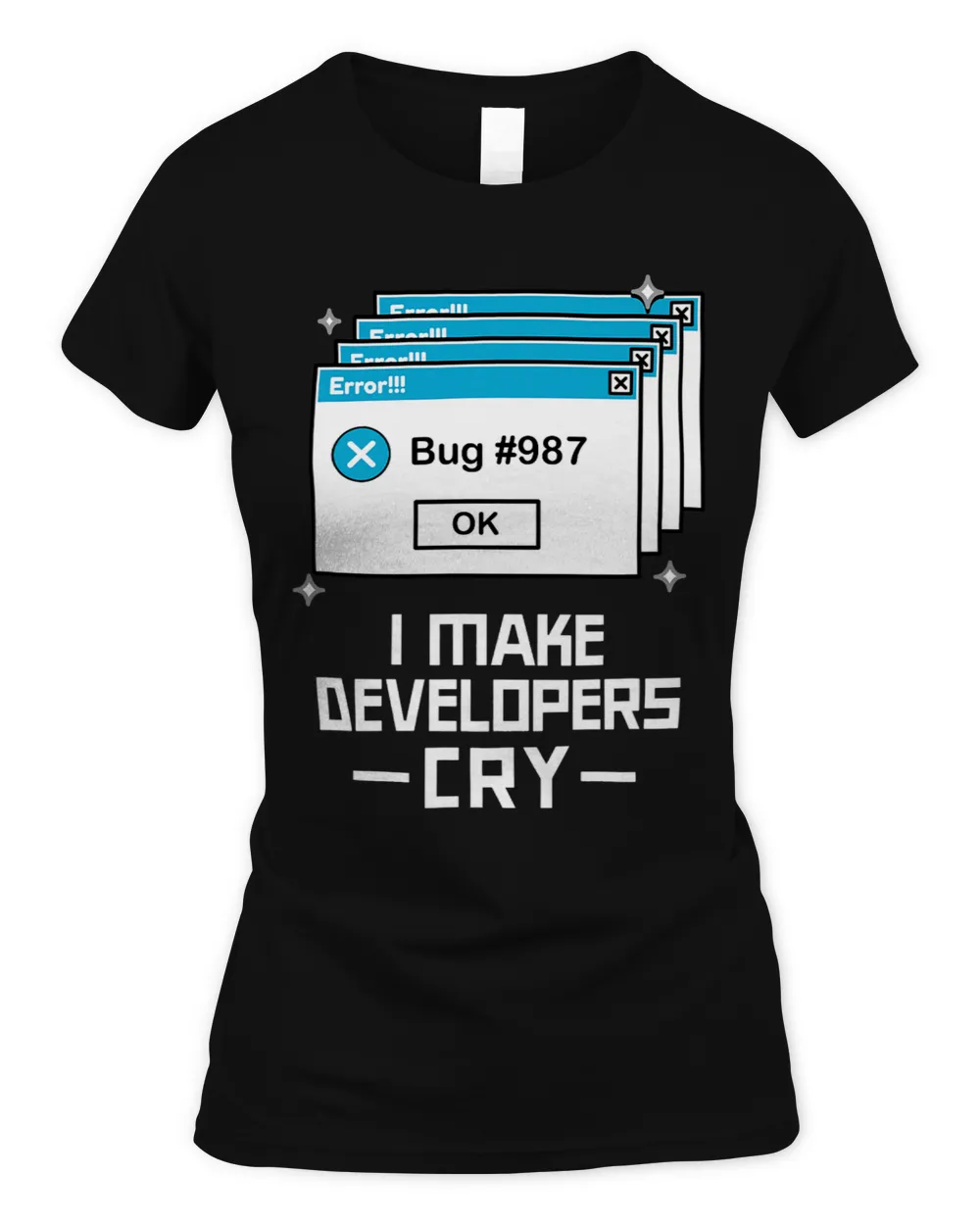 Funny QA Engineer QA Shirt I Make Developers Cry QA Tester Women's Standard T-Shirt black s