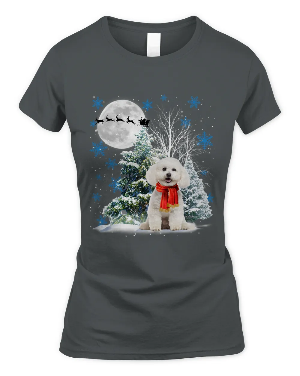 Bichon Frise Under Moonlight Snow Christmas Pajama 143