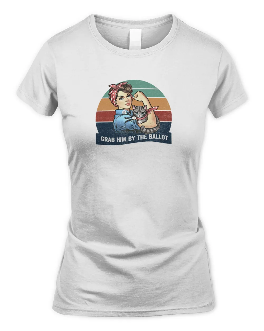 Grab Him By The Ballot Cat Lover Retro Women's Standard T-Shirt white s
