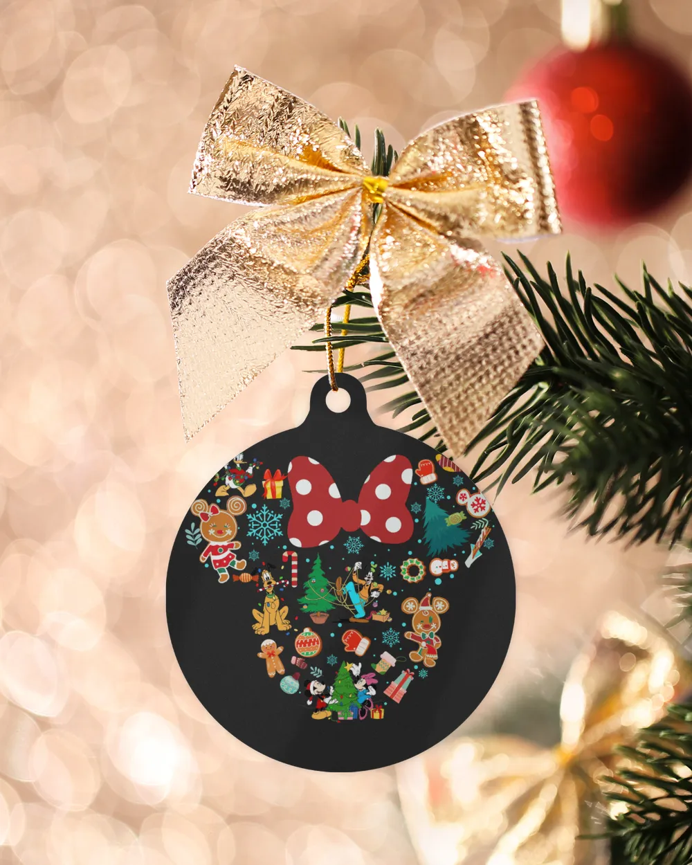 Mickey Christmas Things Ornament - Circle