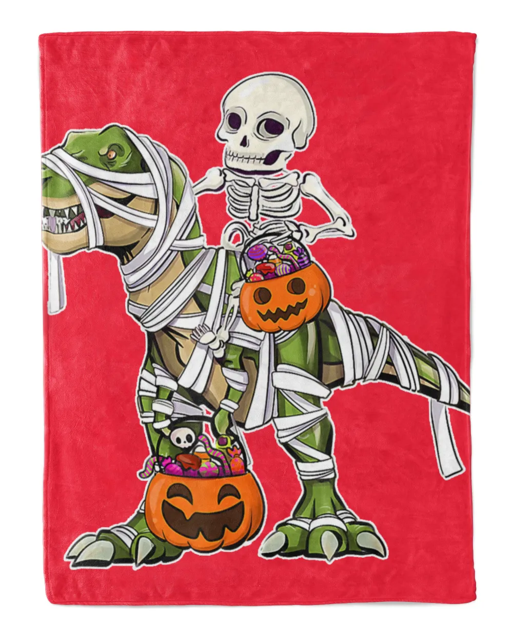 Skeleton Riding Mummy Dinosaur T Rex Pumpkin Candy Halloween Long Sleeve T-Shirt Tank Tops Hoodies