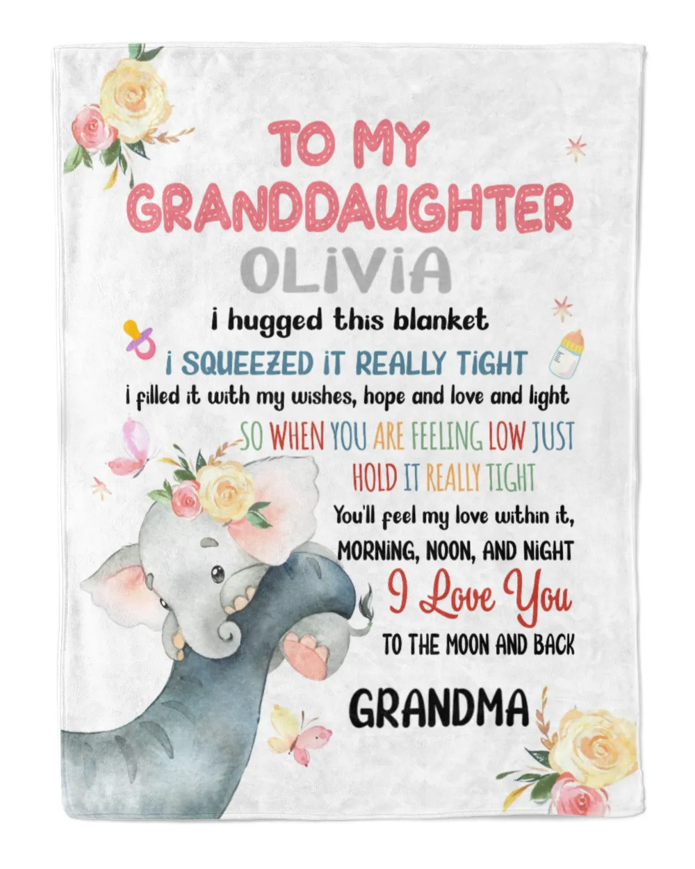 To my granddaughter Cozy Plush Fleece Blanket white 30x40in
