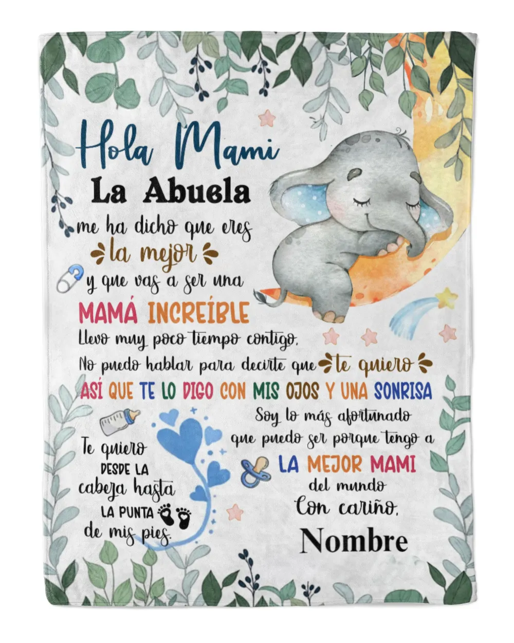 Hola mamá Cozy Plush Fleece Blanket white 30x40in
