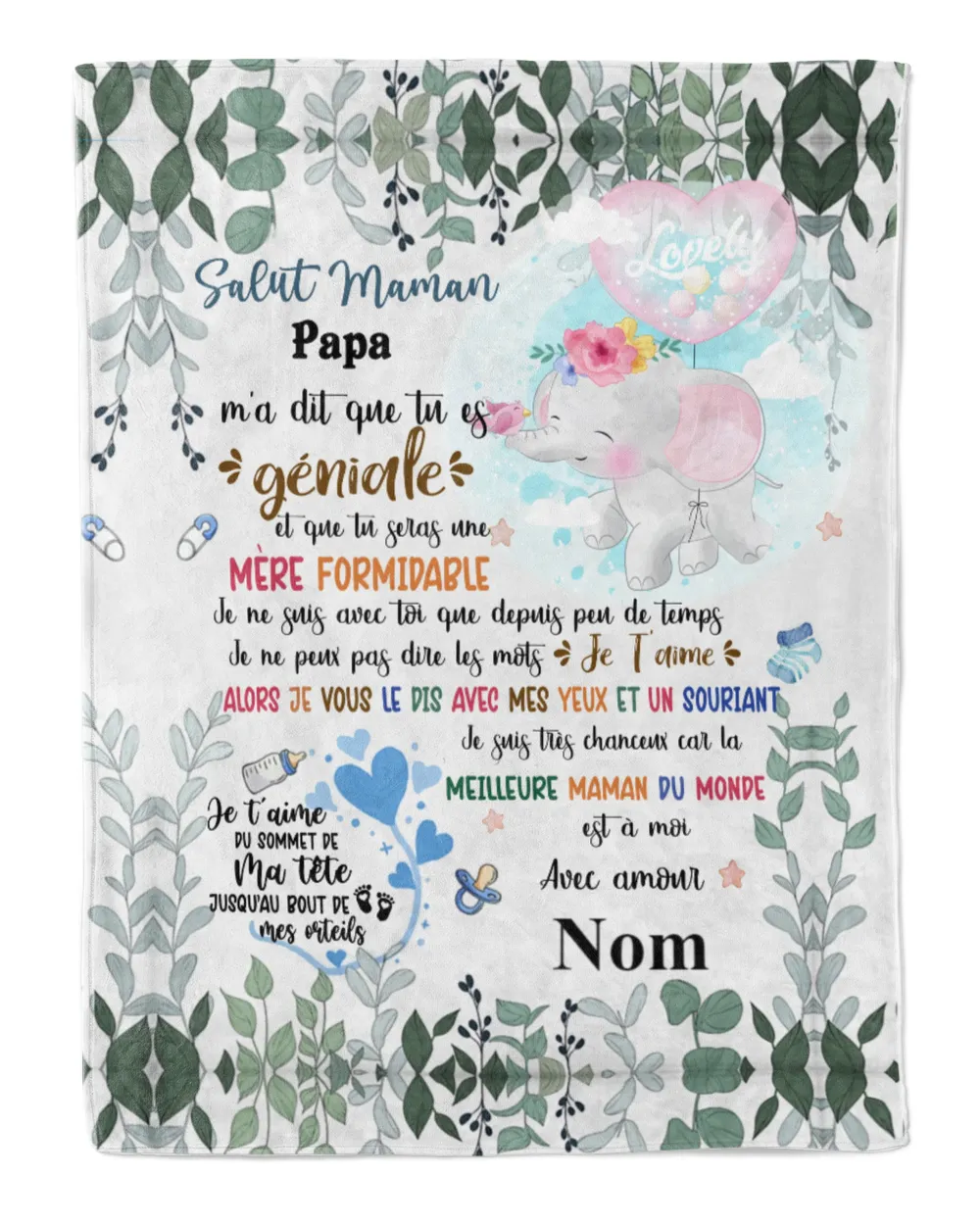 Bonjour maman Cozy Plush Fleece Blanket white 30x40in