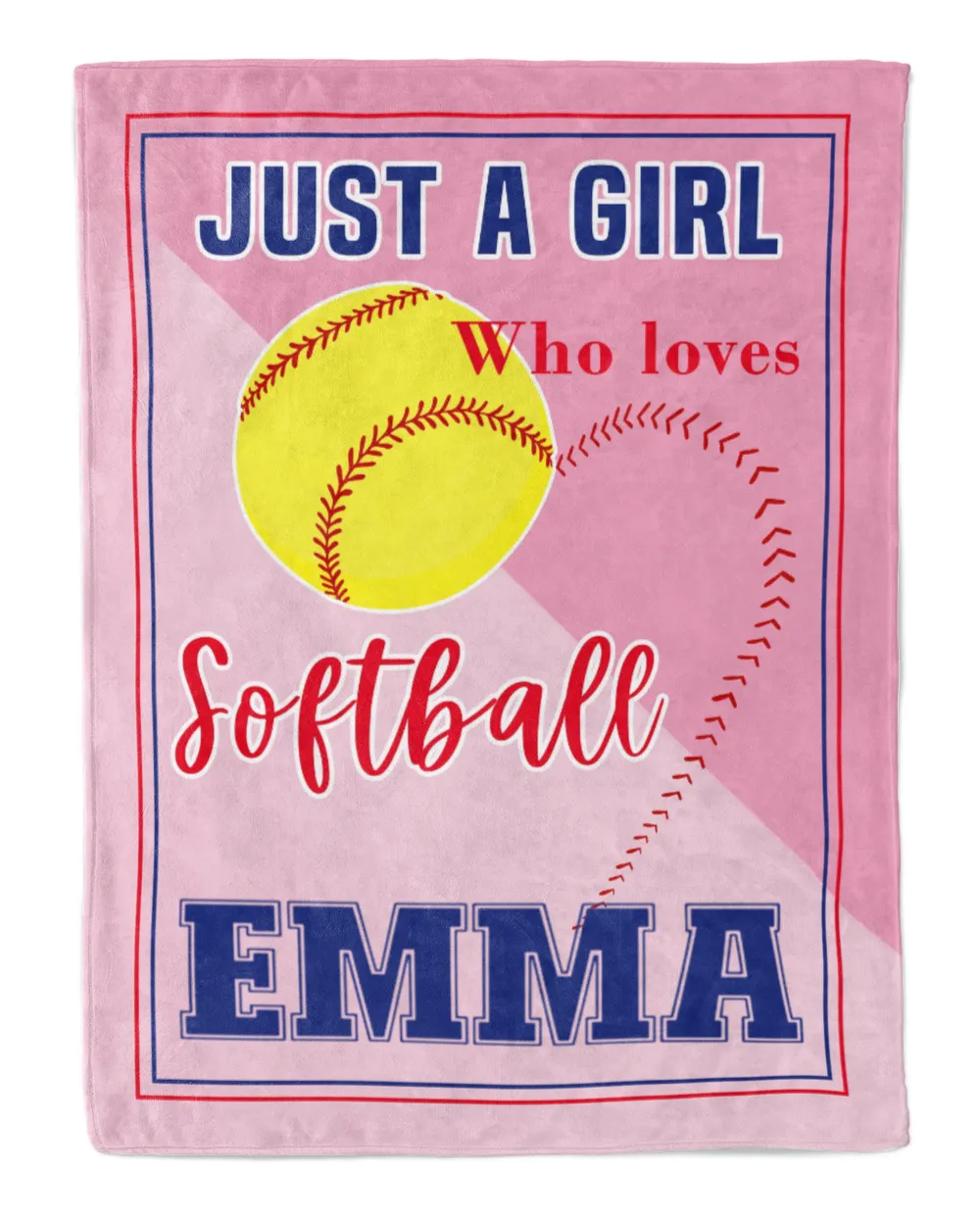 Personalized Name Softball  Blanket- Just A Girl Who Loves Softball- Softball Lovers- Softball Blankets Cozy Plush Fleece Blanket white 30x40in