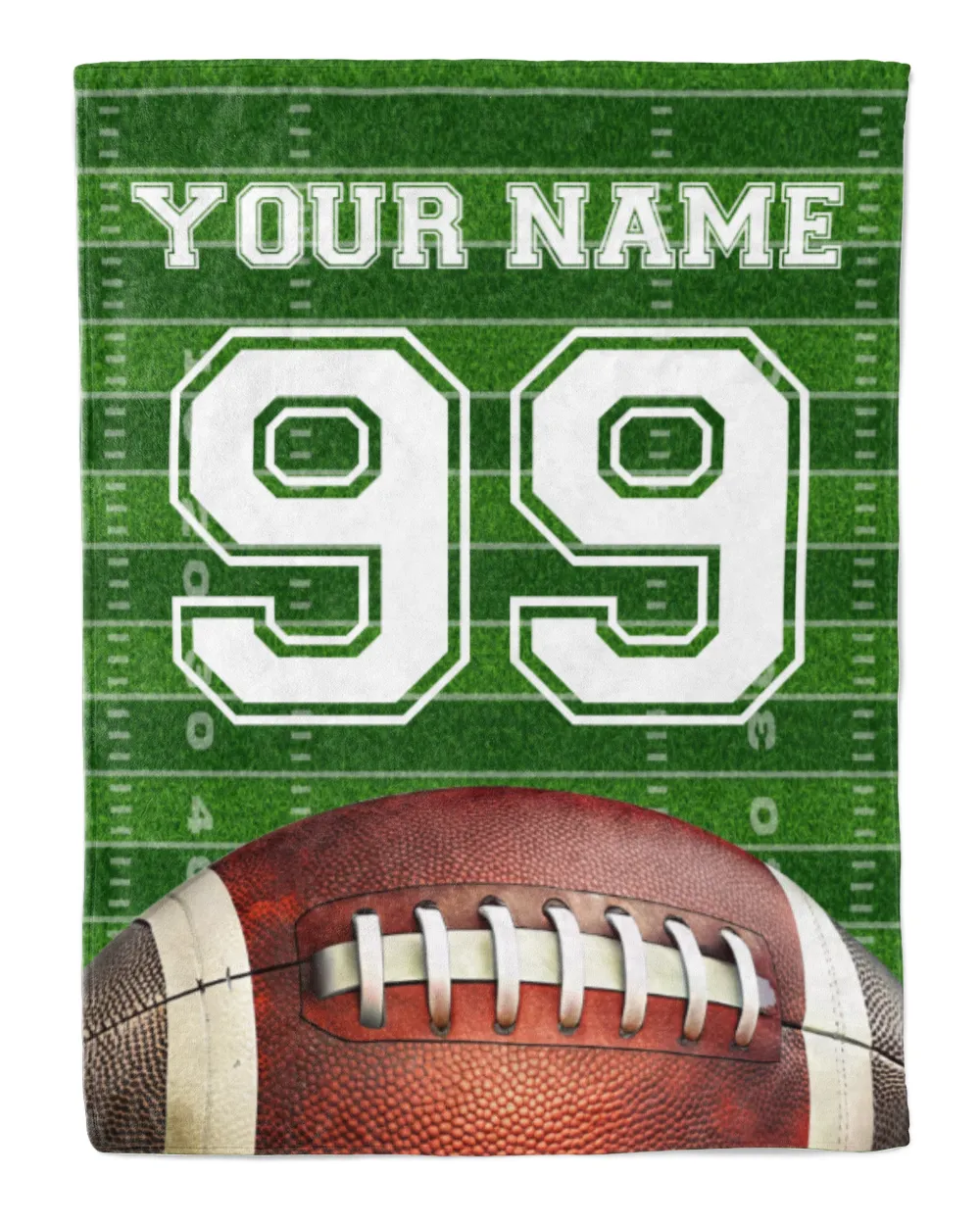 Flag Football Blanket - Customize Your Name and Number Cozy Plush Fleece Blanket white 30x40in