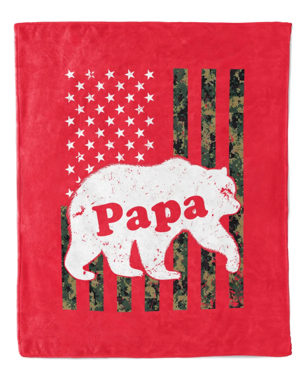 Mens Mens Papa Bear T-Shirt Camouflage USA American Flag